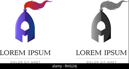 Lettera a e m am ma stilizzata in metallo blu casco cavaliere segno di simbolo per il vostro business brand identity illustrazione vettoriale Illustrazione Vettoriale