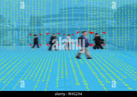 Iot machine learning con umana e il riconoscimento di oggetti che utilizza la tecnologia ad intelligenza artificiale per misurazioni ,analitica e identico concetto, inventa t Foto Stock