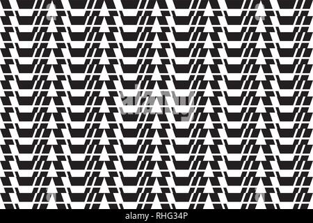 Senza cuciture, sfondo astratto modello realizzato con forme geometriche. Bold vettoriale nei colori bianco e nero. Illustrazione Vettoriale