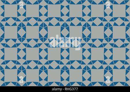 Senza cuciture, sfondo astratto modello realizzato con triangoli in blu e grigio. Decorative, vintage ricerca arte vettoriale. Illustrazione Vettoriale
