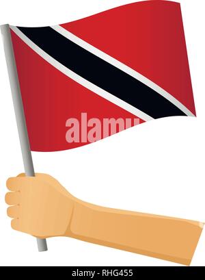 Bandiera di Trinidad e Tobago in mano. Sfondo patriottico. Bandiera di Trinidad e Tobago illustrazione vettoriale Illustrazione Vettoriale