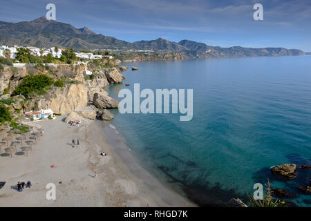 Playa Calahonda, Nerja, Malaga, Andalusia, Spagna Foto Stock