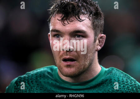 L'Irlanda Pietro O'Mahony dopo il Guinness Sei Nazioni corrispondono all'Aviva Stadium di Dublino. Foto Stock