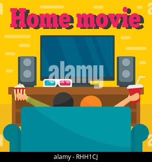 Home Film concetto dello sfondo. Illustrazione piana del film home concetto vettoriale sfondo per web design Illustrazione Vettoriale