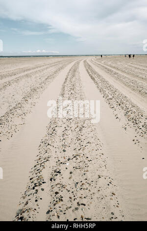 Il popolare danese meta turistica di Grenen un lungo il sandbar spit a Skagen Odde (capezzagna dello Jutland), a nord di Skagen in Danimarca.. Foto Stock