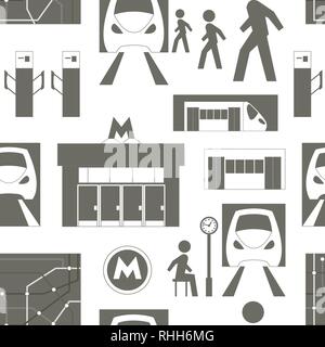 Metro simboli concetto di trasporto modello impostato. Illustrazione vettoriale EPS, 10 Illustrazione Vettoriale