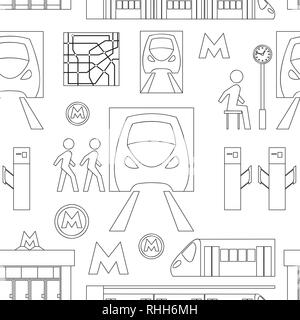 Metro simboli concetto di trasporto modello impostato. Illustrazione vettoriale EPS, 10 Illustrazione Vettoriale