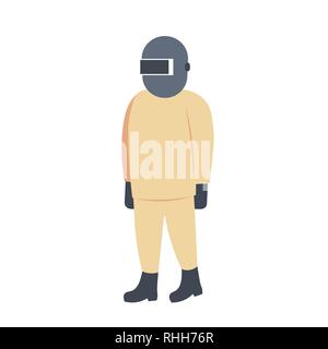 Saldatore icona uomo operaio industriale in uniforme di protezione e maschera professionale nozione maschio personaggio dei cartoni animati a lunghezza piena piatta isolata Illustrazione Vettoriale