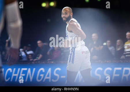 Karlsruhe, Deutschland. 02Feb, 2019. Filmore Beck (Lions) ride. GES/basket/ProA: PSK Lions - Cesti Paderborn, 02.02.2019 - | Utilizzo di credito in tutto il mondo: dpa/Alamy Live News Foto Stock