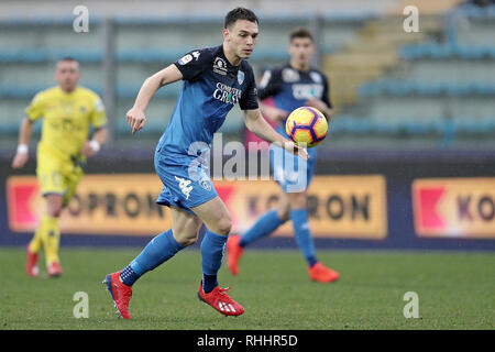 Empoli, Italia. 2° febbraio 2019. Frederic Veseli di Empoli durante la Serie A match tra Empoli e Chievo Verona allo Stadio Carlo Castellani, Empoli, in Italia il 2 febbraio 2019. Foto di Luca Pagliaricci. Solo uso editoriale, è richiesta una licenza per uso commerciale. Nessun uso in scommesse, giochi o un singolo giocatore/club/league pubblicazioni. Credit: UK Sports Pics Ltd/Alamy Live News Foto Stock