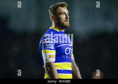 Cheshire, Regno Unito. 2° febbraio 2019. Betfred Super League Warrington lupi v Leeds rinoceronti Daryl Clark di Warrington lupi. Credito: Touchlinepics/Alamy Live News Foto Stock