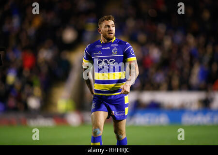 Cheshire, Regno Unito. 2° febbraio 2019. Betfred Super League Warrington lupi v Leeds rinoceronti Daryl Clark di Warrington lupi. Credito: Touchlinepics/Alamy Live News Foto Stock