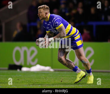 Cheshire, Regno Unito. 2° febbraio 2019. Betfred Super League Warrington lupi v Leeds rinoceronti Josh Charnley di Warrington lupi. Credito: Touchlinepics/Alamy Live News Foto Stock