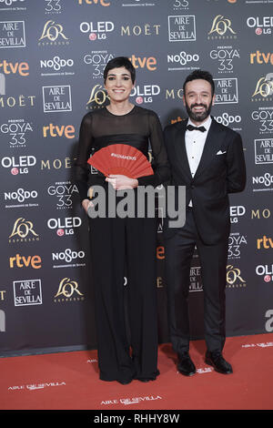Sevilla, Andalusia. 2° febbraio 2019. Rodrigo Sorogoyen, Isabel Peña assiste 33a Goya Cinema Awards 2019 al Palacio de Congresos y Exposiciones FIBES il 2 febbraio 2019 in Sevilla, Spagna Credit: Jack Abuin/ZUMA filo/Alamy Live News Foto Stock