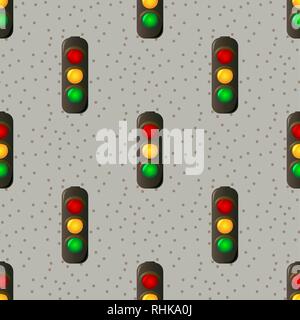 Il traffico di segnale di luce con il rosso, il verde e il giallo colore modello senza cuciture 10 eps Illustrazione Vettoriale