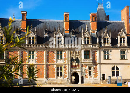 Vista del maestoso castello Chateau de Blois sul fiume Loira, Francia Foto Stock