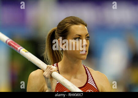 Katharina Bauer, GER, pole vault, presso la IAAF riunione interna di Karlsruhe, Germania Foto Stock