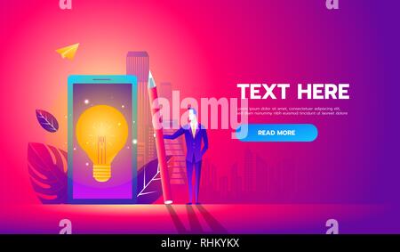 Illustrazione Vettoriale, assistente online al lavoro. promozione in rete. manager presso il lavoro remoto, alla ricerca di nuove idee di soluzione Illustrazione Vettoriale