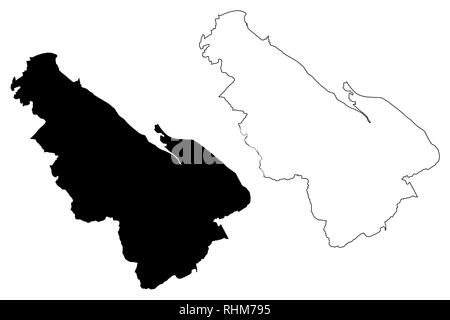 Flintshire (Regno Unito, Galles Cymru, principali zone del Galles) mappa illustrazione vettoriale, scribble sketch mappa di Flintshire Illustrazione Vettoriale