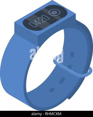 Blu smart band icona, stile isometrico Illustrazione Vettoriale