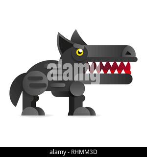 Big Bad cartoon Wolf. Vector clip art immagine su sfondo bianco Illustrazione Vettoriale