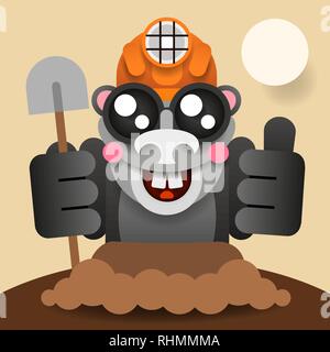 Mole di scavare al di fuori dell'animale sporco personaggio dei fumetti illustrazione vettoriale Illustrazione Vettoriale