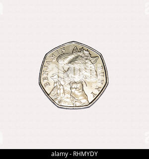 Edizione limitata British 50p pezzo medaglia commemorativa Beatrix Potter character Benjamin Bunny Foto Stock