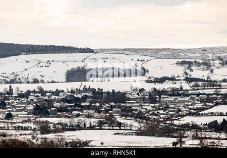 Condizioni nevose vicino Swinithwaite nello Yorkshire, Inghilterra ha visto la notte più freddi dell'inverno così lontano come temperature burattati in tutto il Regno Unito. Foto Stock