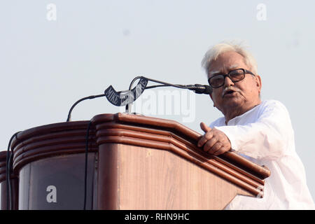 Kolkata, India. 03Feb, 2019. Anteriore sinistra sul Presidente Biman Bose indirizzo anteriore sinistro brigata rally davanti a elezioni generali 2019. Credito: Saikat Paolo/Pacific Press/Alamy Live News Foto Stock