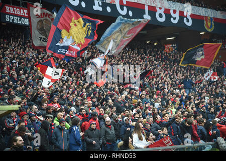 Genova, Italia. 03Feb, 2019. Foto LaPresse - Tano Pecoraro03 02 2019 Genova - (Italia)Sport CalcioGenoa vs SassuoloCampionato di calcio di Serie A TIM 2018/2019 - Stadio "Luigi Ferraris"nella foto: tifosi genoaPhoto LaPresse - Tano Pecoraro03 febbraio 2019 Città Genova - (Italia)Sport SoccerGenoa vs SassuoloItalian Football Championship League A TIM 2018/2019 - "Luigi Ferraris" Stadiumin il pic: Genova sostenitori Credit: LaPresse/Alamy Live News Foto Stock