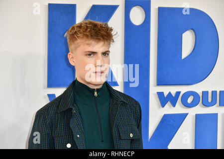 Londra, Regno Unito. 03Feb, 2019. Tom Taylor arriva al bambino che sarebbe stato re il 3 febbraio 2019 a Luxe Odeon Leicester Square, Londra, Regno Unito. Credito: Picture Capital/Alamy Live News Foto Stock