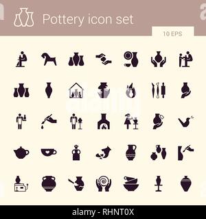 Prodotti ceramici in serie di icone in stile appartamento. Per il sito web, stampa, decorazione o altre idee. Illustrazione Vettoriale