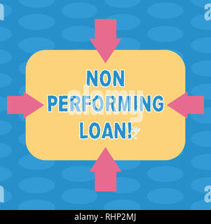 Parola di scrittura di testo Non Performing Loan. Il concetto di business per impostazione predefinita in stats entro novanta giorni con nessun interesse frecce su quattro lati dello sbozzato Rectang Foto Stock