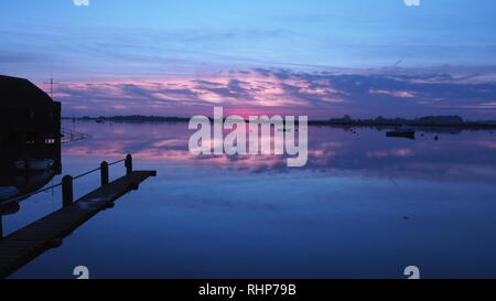 Sunset tappe al porto bossom Foto Stock