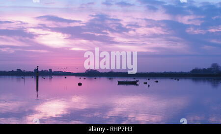 Sunset tappe al porto bossom Foto Stock