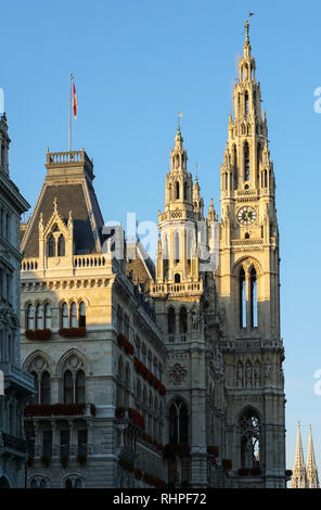 Torri del Municipio di Vienna, Austria Foto Stock