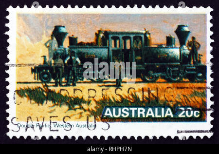 AUSTRALIA - circa 1979: un timbro stampato in Australia mostra Double Fairlie, Australian locomotiva a vapore, circa 1979 Foto Stock