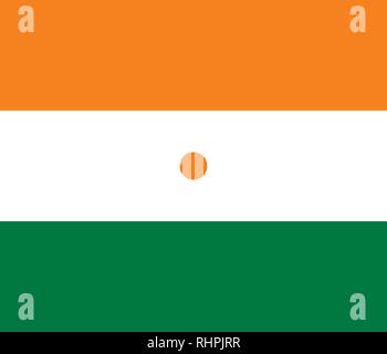 Immagine del vettore di bandiera del Niger. Sulla base del funzionario e l'esatto Niger bandiera dimensioni (7:6) & colori (151C e bianco) Illustrazione Vettoriale