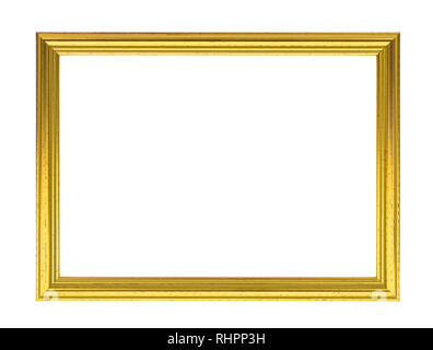 Golden vuote decorative picture frame isolati su sfondo bianco con tracciato di ritaglio Foto Stock