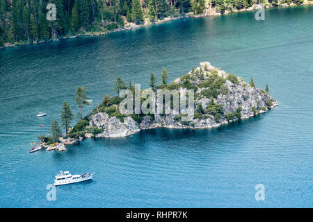 Close up Fannette Island, Emerald Bay State Park, Lago Tahoe, CALIFORNIA, STATI UNITI D'AMERICA Foto Stock