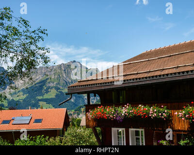 Engelberg, Svizzera - 30 luglio 2017: tipiche case rurali in natura Foto Stock