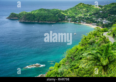 Castara baia sulla costa nord dell'isola di Tobago Trinidad e Tobago. Foto Stock