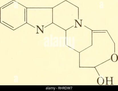 . Biochimica sistematica. Variazione biochimica; Botanica. H3COOC yohimbine HO. rauwolfme. Si prega di notare che queste immagini vengono estratte dalla pagina sottoposta a scansione di immagini che possono essere state migliorate digitalmente per la leggibilità - Colorazione e aspetto di queste illustrazioni potrebbero non perfettamente assomigliano al lavoro originale. Alston, Ralph E; Turner, B. L. (Billie Lee), 1925-. Englewood Cliffs, N. J. , Prentice-Hall Foto Stock