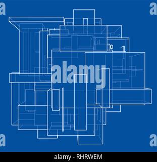 Scatole di wireframe. Stile di disegno Illustrazione Vettoriale