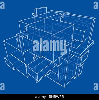 Scatole di wireframe. Stile di disegno Illustrazione Vettoriale