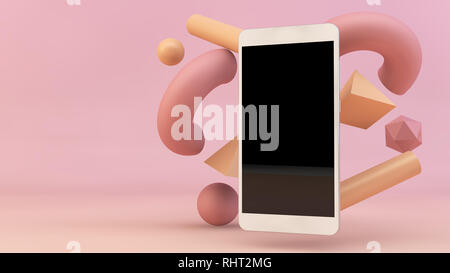 Smartphone mockup con sfondo astratto rendering 3D Foto Stock