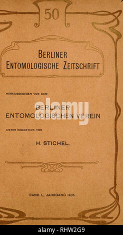 . Berliner entomologische Zeitschrift. Entomologia; gli insetti. . Si prega di notare che queste immagini vengono estratte dalla pagina sottoposta a scansione di immagini che possono essere state migliorate digitalmente per la leggibilità - Colorazione e aspetto di queste illustrazioni potrebbero non perfettamente assomigliano al lavoro originale. Berliner Entomologischer Verein. Berlino : Berliner Entomologischer Verein Foto Stock