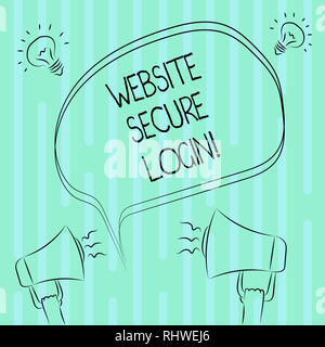 Parola di scrittura di testo Sito Login Sicuro. Il concetto di business per utilizza il protocollo SSL per crittografare il nome utente e la password profilo di Freehand Sketch di vuoto discorso Bu Foto Stock