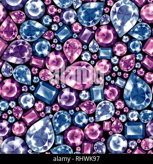 Seamless colorate Pietre preziose Diamanti pattern. Gioielli di lusso. sfondo Foto Stock