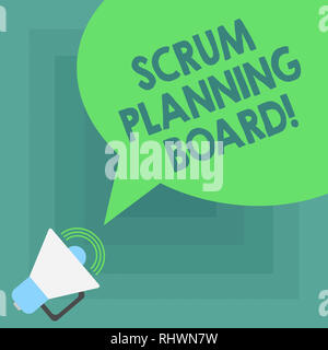 Conceptual la scrittura a mano che mostra Scrum scheda Pianificazione. Business photo vetrina display visivo per il progresso del team Scrum megafono con audio Foto Stock